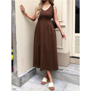 V-Neck Midi Tank Dress
